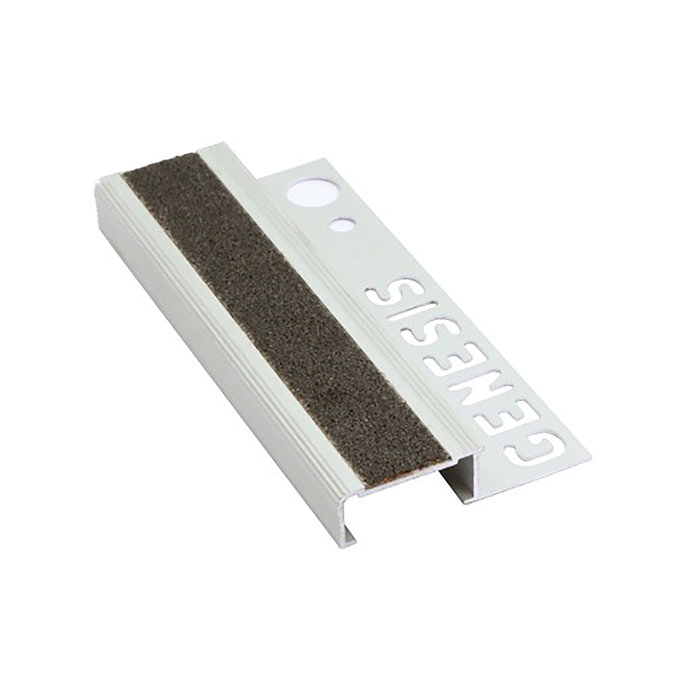 Genesis Matt Silver Aluminium Tile In Anti-Slip Step Edge  Profile Large Image