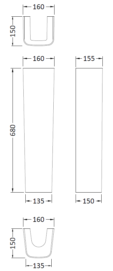 Genova Modern Basin with Pedestal (550mm Wide - 1 Tap Hole)