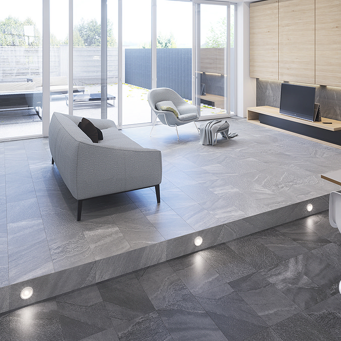 Ginevra Anthracite Stone Effect Wall & Floor Tiles - 300 x 600mm
