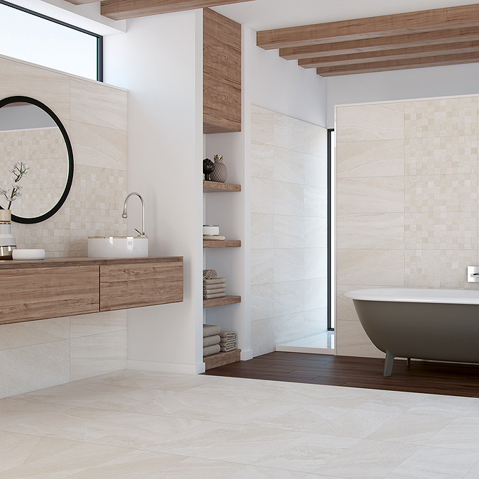 Ginevra Beige Stone Effect Wall & Floor Tiles - 300 x 600mm
