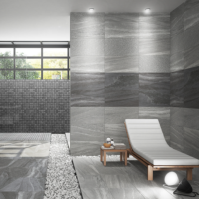 Ginevra Grey Stone Effect Wall & Floor Tiles - 300 x 600mm