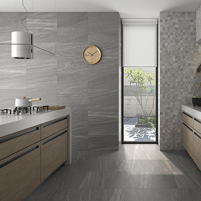 Ginevra Grey Stone Effect Wall & Floor Tiles - 300 x 600mm
