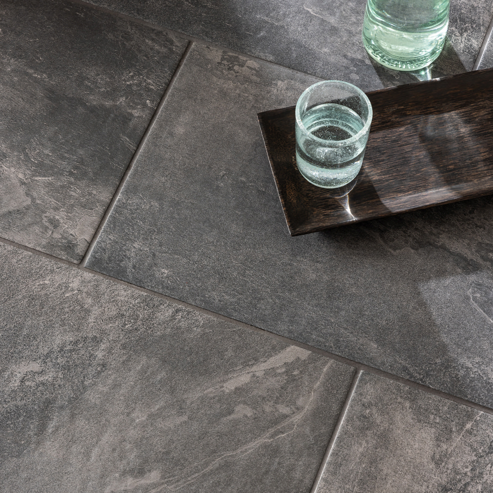 Gio Anthracite Matt Stone Effect Wall Floor Tiles 300 x 600mm