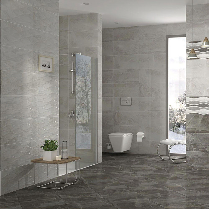 Gio Beige Gloss Marble Effect Decor Wall Tiles - 30 x 60cm Profile Large Image