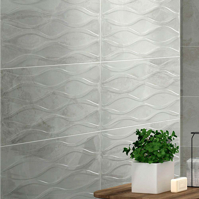Gio Bone Gloss Marble Effect Decor Wall Tiles - 30 x 60cm Large Image
