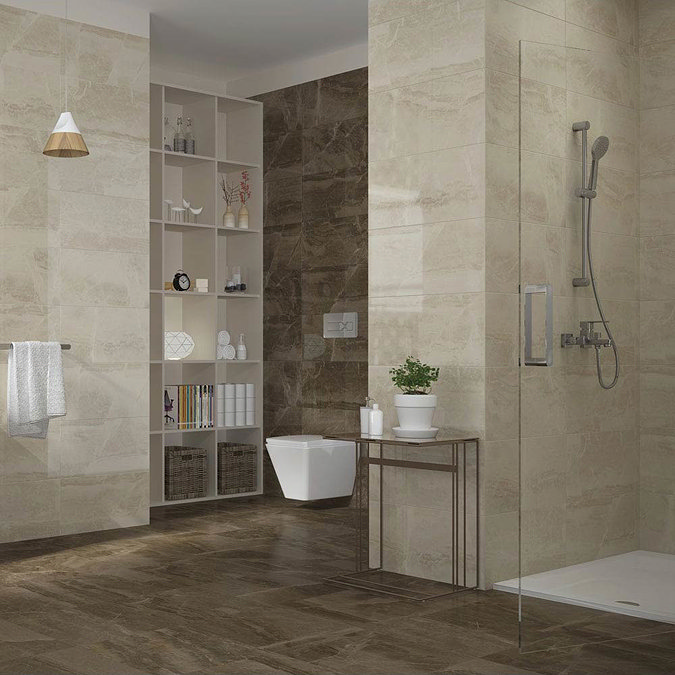 Gio Brown Gloss Marble Effect Wall Tiles - 30 x 60cm  Profile Large Image