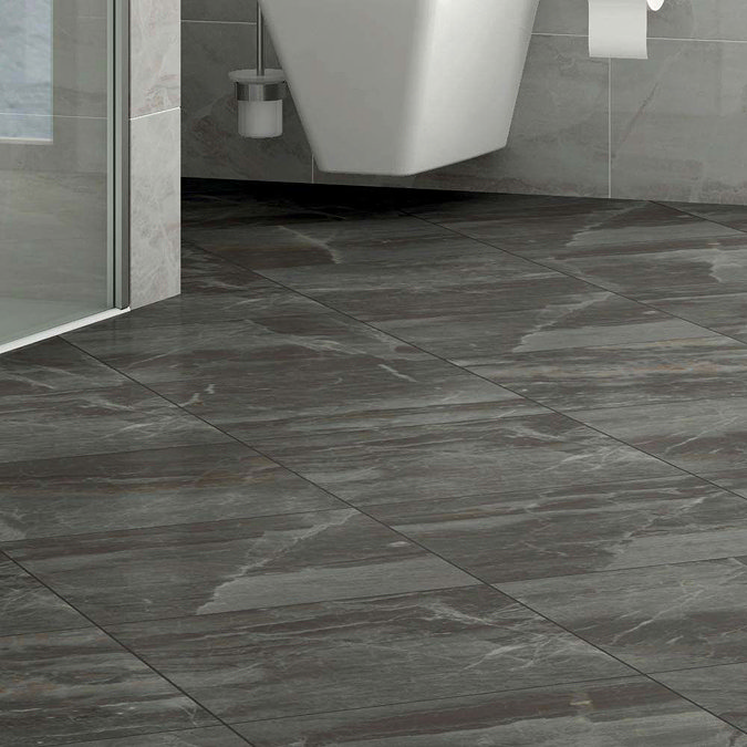 Gio Grey Marble Effect Porcelain Floor Tiles - 45 x 45cm Large Image