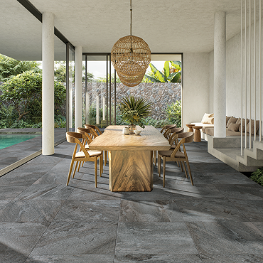 Gordola Outdoor Anthracite Stone Effect Floor Tile - 600 x 600mm