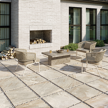 Gordola Outdoor Beige Stone Effect Floor Tile - 600 x 600mm