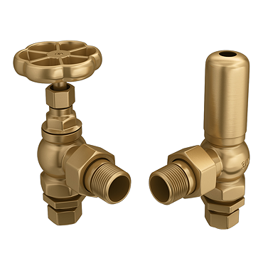 Chatsworth Traditional Daisy Wheel Angled Radiator Valves Brass