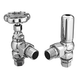 Chatsworth Traditional Daisy Wheel Angled Radiator Valves Chrome