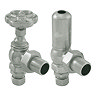 Chatsworth Traditional Daisy Wheel Angled Radiator Valves Satin Nickel