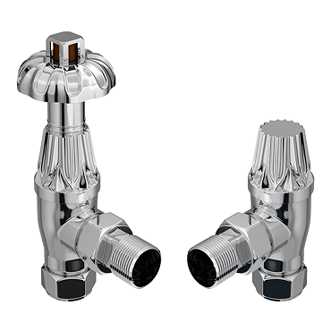 Thermostatic Controlled Angled Radiator Valves - Chrome