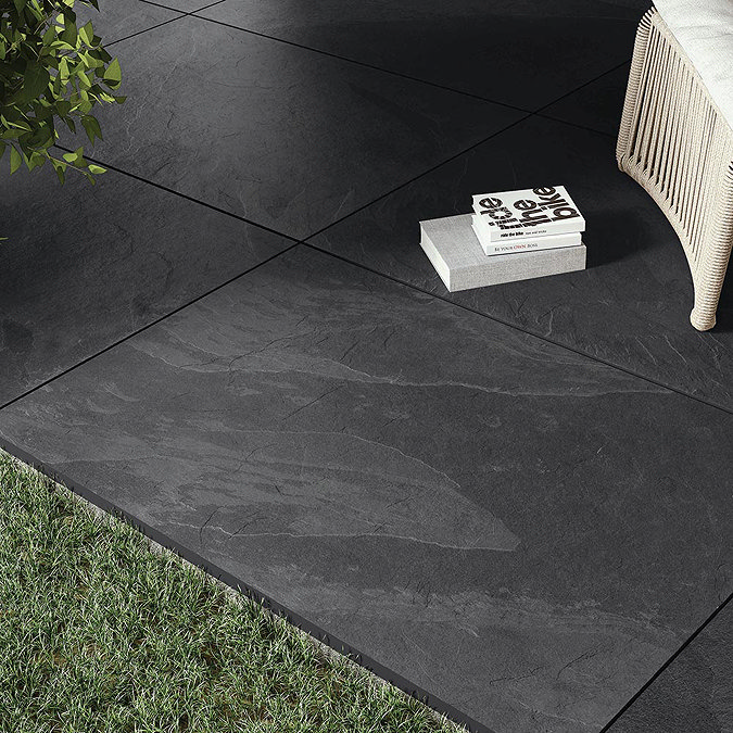 Grado Black Outdoor Stone Effect Floor Tile - 600 x 900mm  Profile Large Image