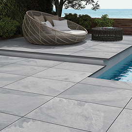 Grado Grey Outdoor Stone Effect Floor Tile - 600 x 900mm Large Image
