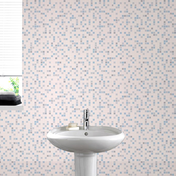Graham & Brown - Blue Checker Bathroom Wallpaper - 18091 Large Image