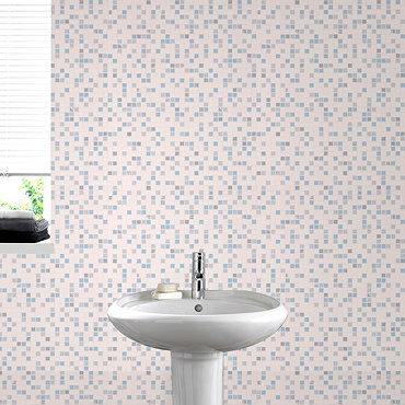 Graham & Brown - Blue Checker Bathroom Wallpaper - 18091 Profile Large Image