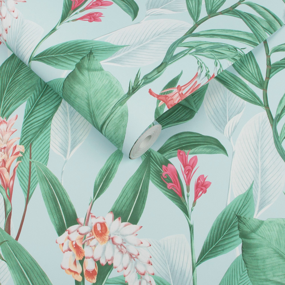 Graham & Brown Botanical Duck Egg Wallpaper