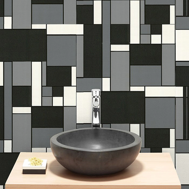 Graham & Brown Geo Bathroom Wallpaper | Victorian Plumbing.co.uk
