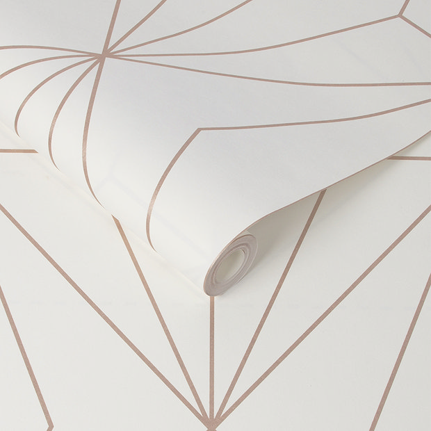 Graham & Brown Harmony White Rose Gold Wallpaper