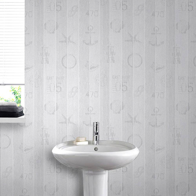 Graham & Brown - Nautical Grey Bathroom Wallpaper - 33-011 Large Image