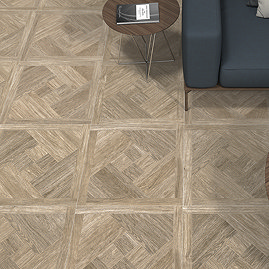 Grandville Light Oak Parquet Woven Wood Effect Wall & Floor Tiles - 608 x 608mm
