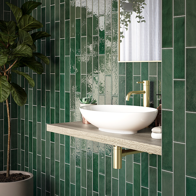 Granley Rustic Green Gloss Wall Tiles 70 x 280mm