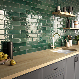 Granley Rustic Green Gloss Wall Tiles 70 x 280mm