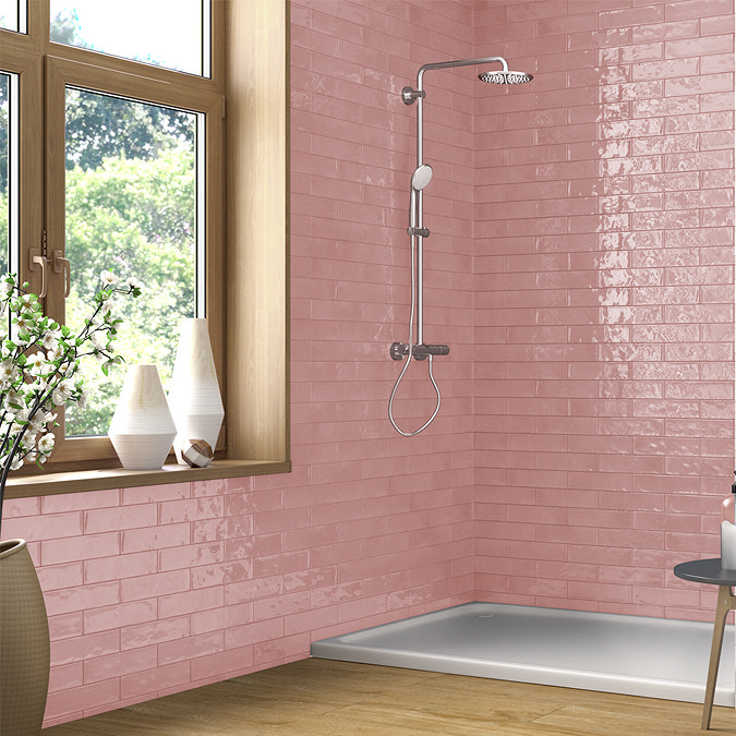 Granley Rustic Pink Gloss Wall Tiles 70 x 280mm