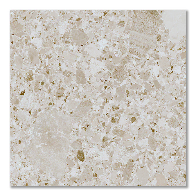 Grantola Beige Terrazzo Effect Tiles - 600 x 600mm