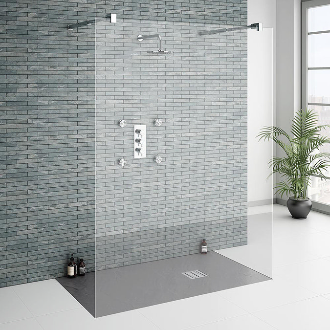 Imperia Graphite Slate Effect Rectangular Shower Tray 1600 x 800mm Inc. Waste Standard Large Image