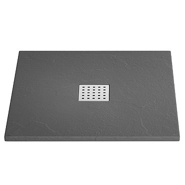 Imperia Graphite Slate Effect Square Shower Tray 800 x 800mm Inc. Waste Profile Large Image