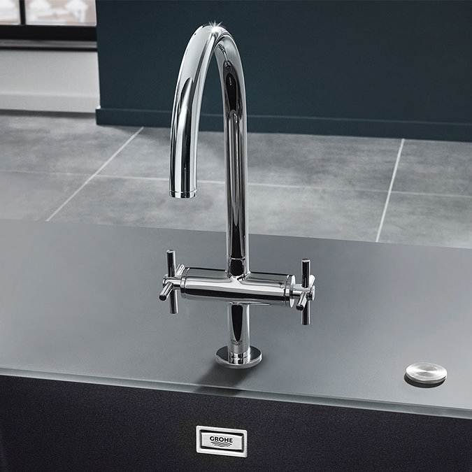 Grohe Atrio Two Handle Kitchen Sink Mixer - Chrome - 30362000  Profile Large Image