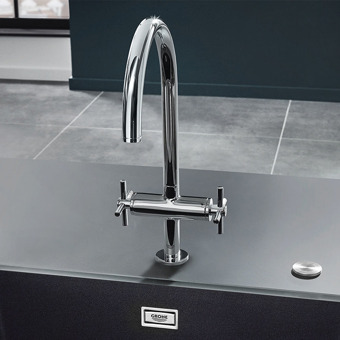 Grohe Atrio Two Handle Kitchen Sink Mixer - Chrome - 30362000 Profile Large Image