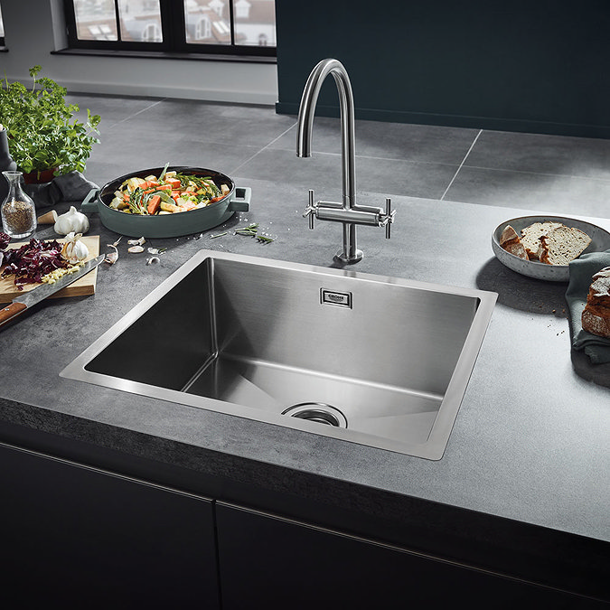 Grohe Atrio Two Handle Kitchen Sink Mixer - SuperSteel - 30362DC0 Standard Large Image