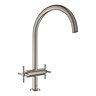 Grohe Atrio Two Handle Kitchen Sink Mixer - SuperSteel - 30362DC0 Large Image