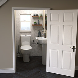Grohe Bau 4-Piece Bathroom Suite (Basin + Rimless Close Coupled Toilet) Medium Image