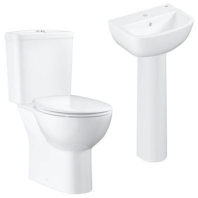 Grohe Bau 4-Piece Bathroom Suite (450 Basin + Rimless Close Coupled Toilet) Large Image