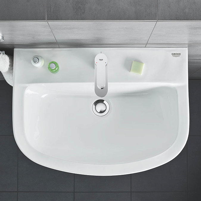 Grohe Bau 550mm 1TH Basin + Full Pedestal Feature Large Image