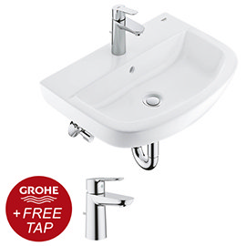 Grohe Bau Ceramic 550mm Complete Basin Package (Tap + waste included) Medium Image