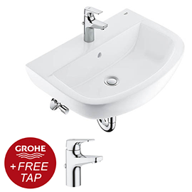 Grohe Bau Ceramic 600mm Complete Basin Package (Tap + waste included) Medium Image