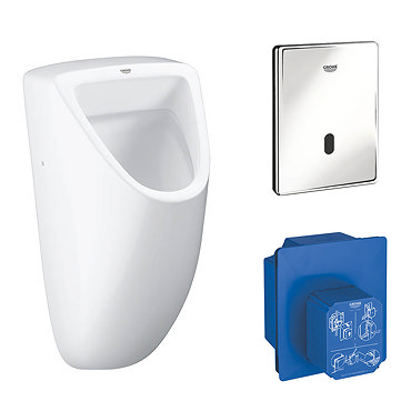 Grohe Bau Ceramic Urinal + Automatic Infra-Red Sensor Flush + Rough-In Box  Profile Large Image