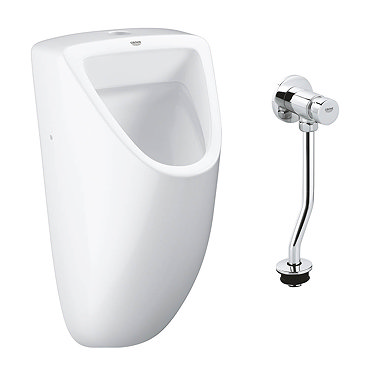 Grohe Bau Ceramic Urinal + Manual Flush Valve  Profile Large Image