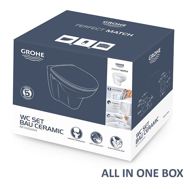 Grohe Bau Rimless Wall Hung Toilet with Soft Close Seat