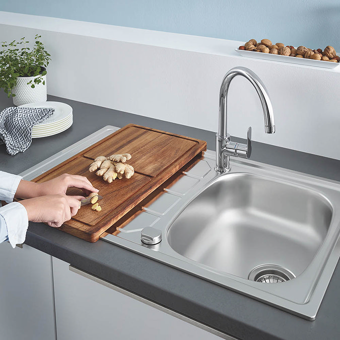 Grohe Bau Stainless Steel Kitchen Sink & Tap Bundle - 31562SD0 Profile Large Image