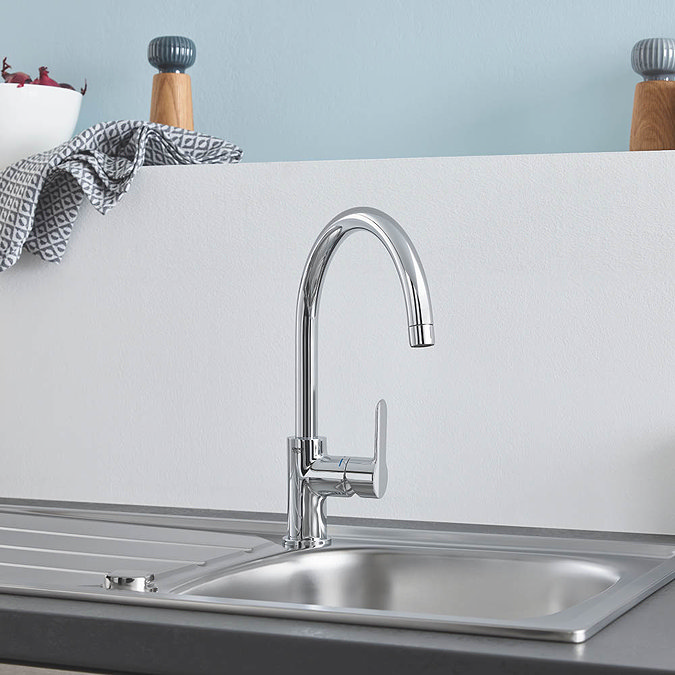 Grohe Bau Stainless Steel Kitchen Sink & Tap Bundle - 31562SD0 In Bathroom Large Image