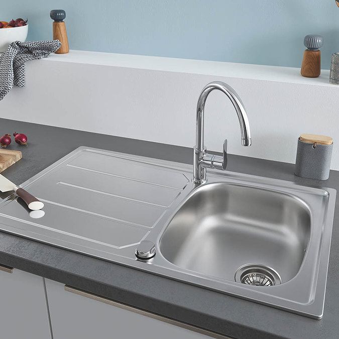 Grohe Bau Stainless Steel Kitchen Sink & Tap Bundle - 31562SD0 Newest Large Image