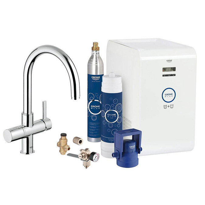 Grohe Blue Chilled & Sparkling Starter Kit with C-Spout Tap - Chrome - 31323001 Large Image