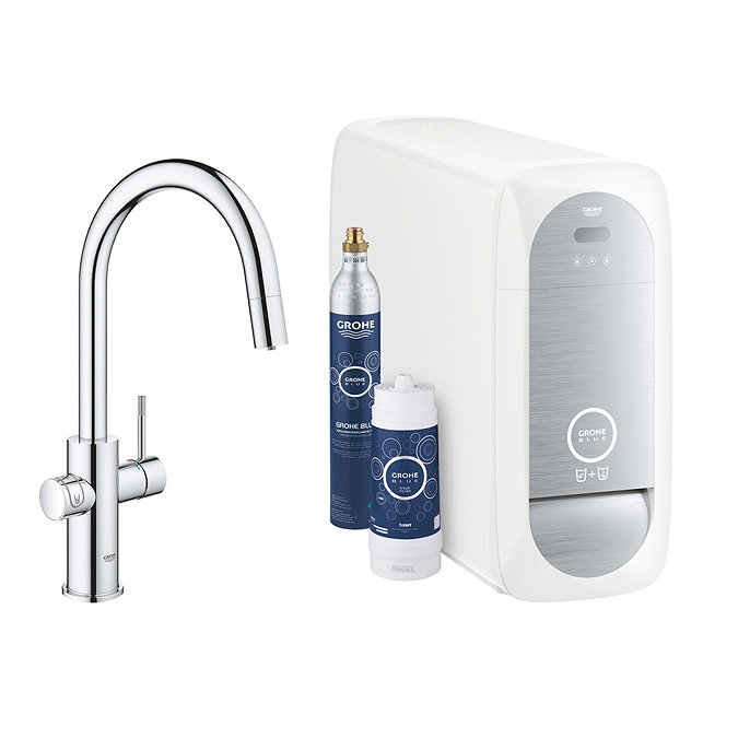 Grohe Blue Home Duo Starter Kit C-Spout with Pull-Out Spray - Chrome - 31541000 Large Image