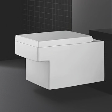 Grohe Cube Ceramic Rimless Wall Hung Toilet with Soft Close Seat + FREE QUICKFIX TOILET ROLL HOLDER